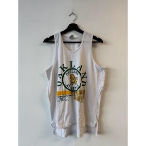 Vintage Oakland Athletics Shirt Mens Medium White MLB Baseball Tank Top USA 90s